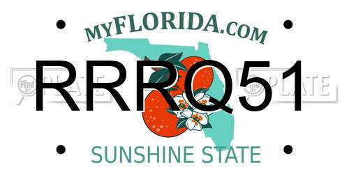 RRRQ51 Florida License Plate