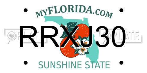 RRXJ30 Florida License Plate