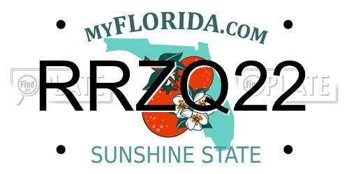 RRZQ22 Florida License Plate