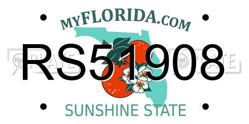 RS51908 Florida License Plate