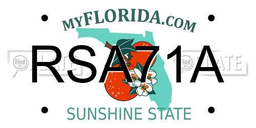 RSA71A Florida License Plate
