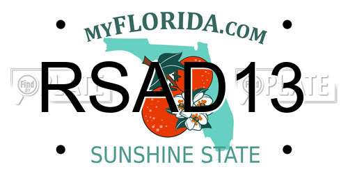 RSAD13 Florida License Plate