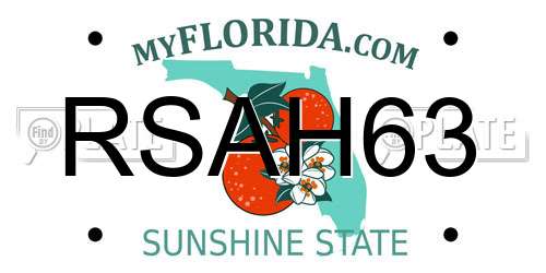 RSAH63 Florida License Plate