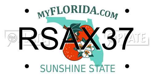 RSAX37 Florida License Plate