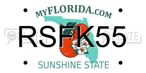 RSFK55 Florida License Plate