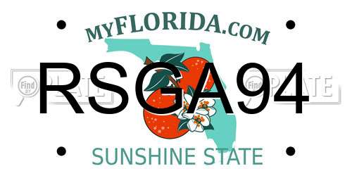 RSGA94 Florida License Plate