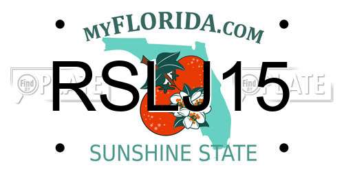 RSLJ15 Florida License Plate