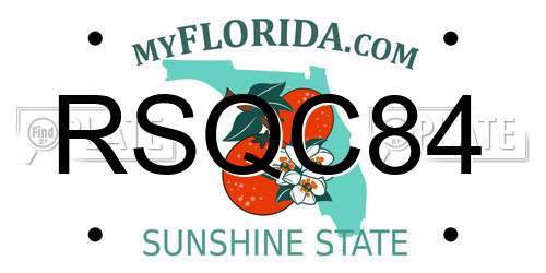 RSQC84 Florida License Plate