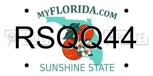 RSQQ44 Florida License Plate