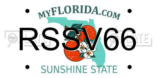 RSSV66 Florida License Plate
