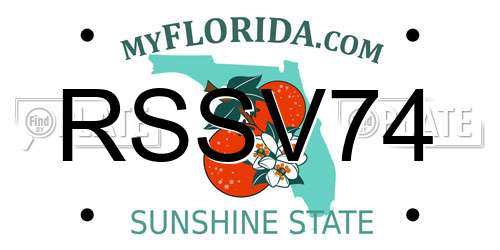 RSSV74 Florida License Plate