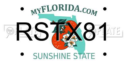 RSTX81 Florida License Plate