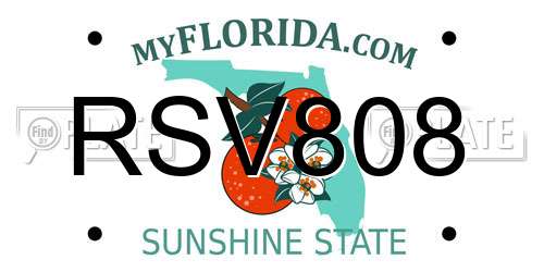 RSV808 Florida License Plate