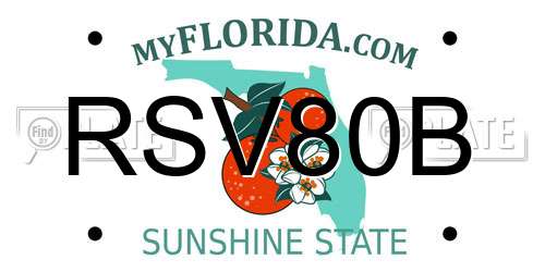 RSV80B Florida License Plate