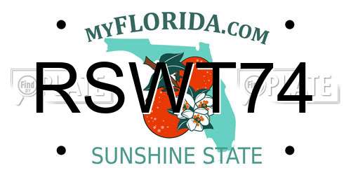 RSWT74 Florida License Plate