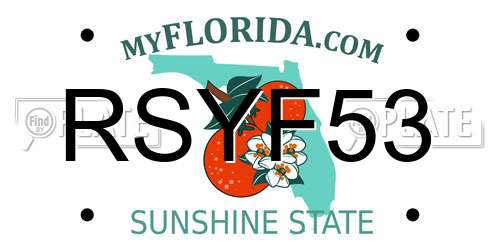 RSYF53 Florida License Plate