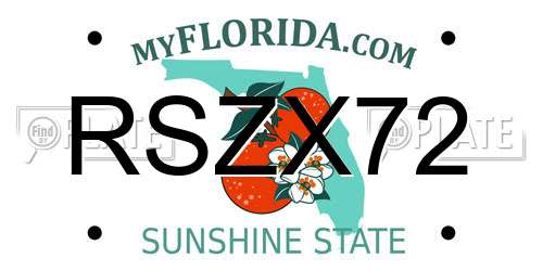 RSZX72 Florida License Plate
