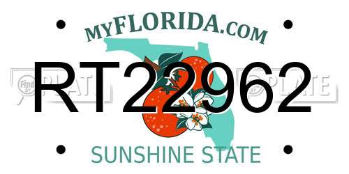RT22962 Florida License Plate