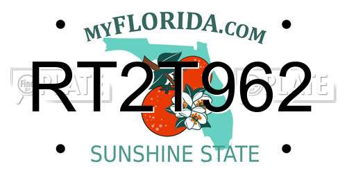 RT2T962 Florida License Plate