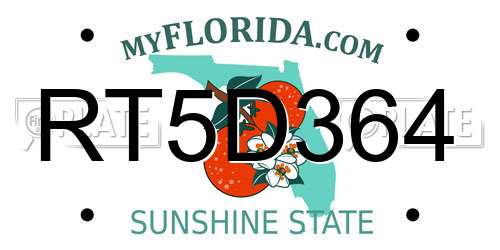 RT5D364 Florida License Plate