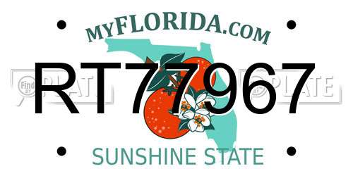 RT77967 Florida License Plate