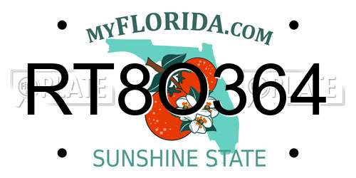 RT8O364 Florida License Plate