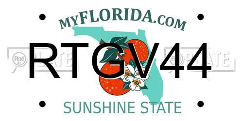 RTGV44 Florida License Plate