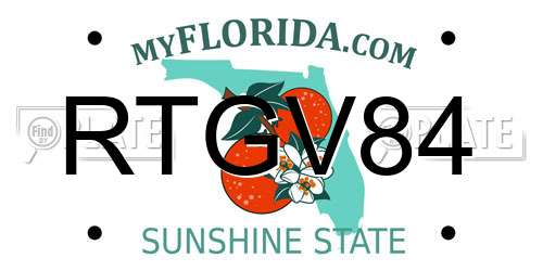 RTGV84 Florida License Plate