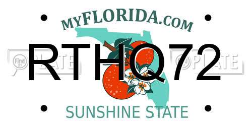RTHQ72 Florida License Plate