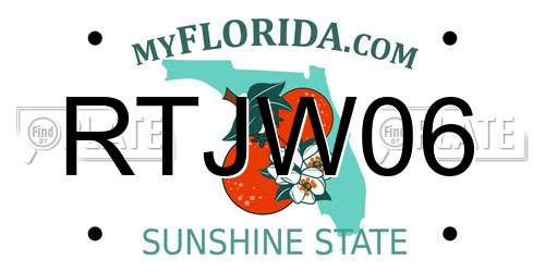 RTJW06 Florida License Plate