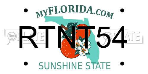 RTNT54 Florida License Plate