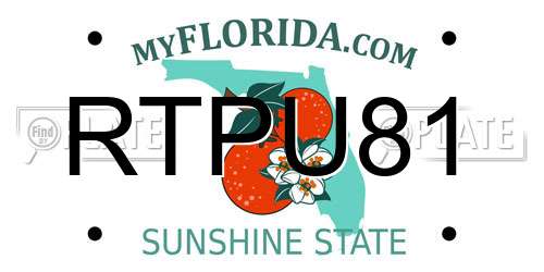 RTPU81 Florida License Plate