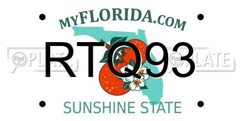 RTQ93 Florida License Plate