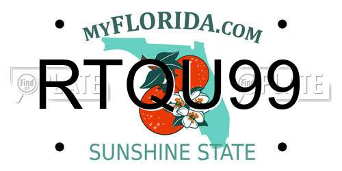 RTQU99 Florida License Plate