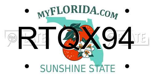 RTQX94 Florida License Plate