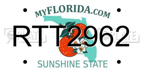 RTT2962 Florida License Plate
