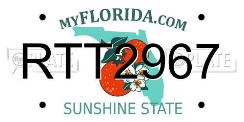 RTT2967 Florida License Plate