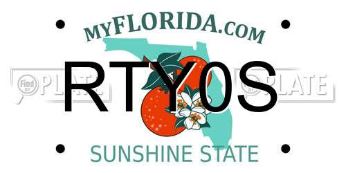 RTY0S Florida License Plate