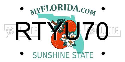 RTYU70 Florida License Plate