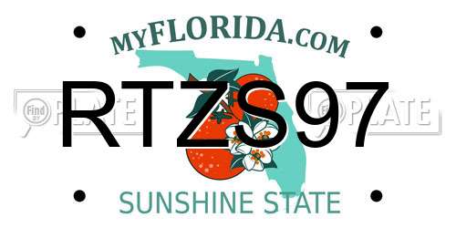 RTZS97 Florida License Plate