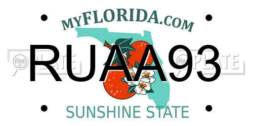 RUAA93 Florida License Plate