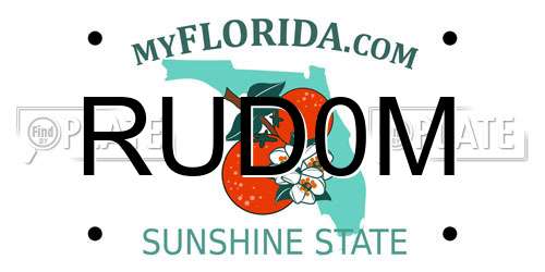 RUD0M Florida License Plate