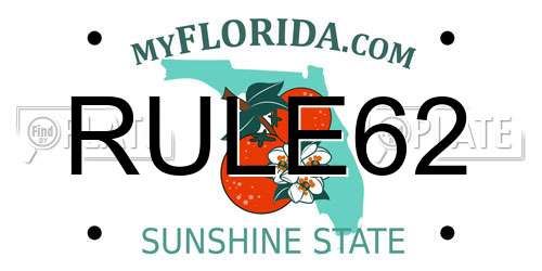 RULE62 Florida License Plate