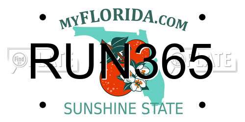 RUN365 Florida License Plate