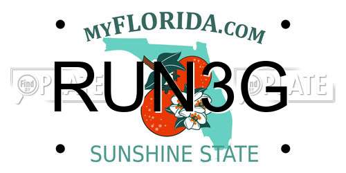 RUN3G Florida License Plate