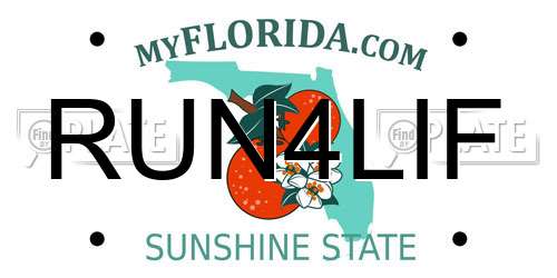 RUN4LIF Florida License Plate