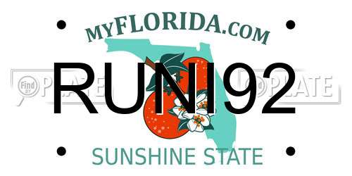 RUNI92 Florida License Plate