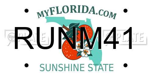 RUNM41 Florida License Plate