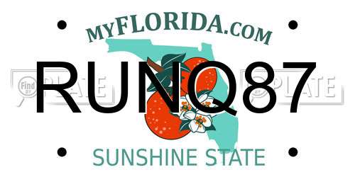 RUNQ87 Florida License Plate