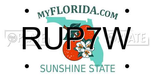 RUP7W Florida License Plate